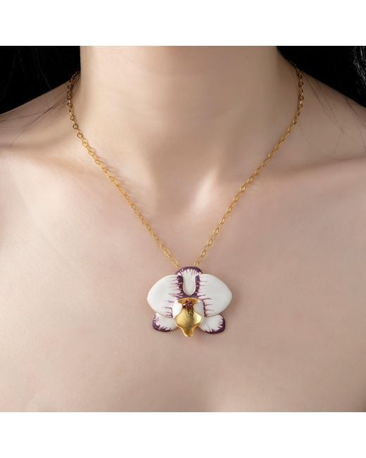 Milou Jewelry White Orchid Flower Necklace