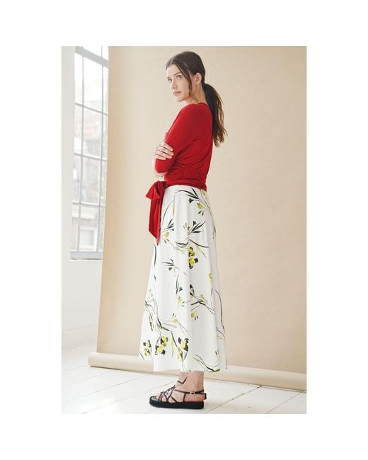 Marianna Déri White Canola Blossom Print Maxi Skirt
