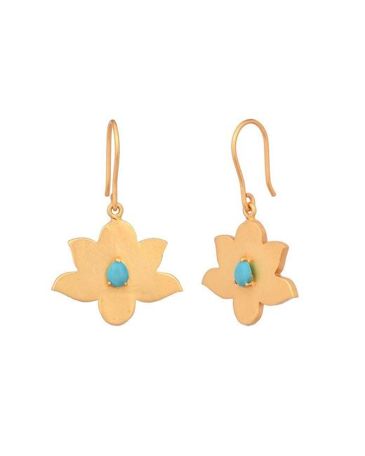 Opium Jewels Metallic Water Lotus Earrings With