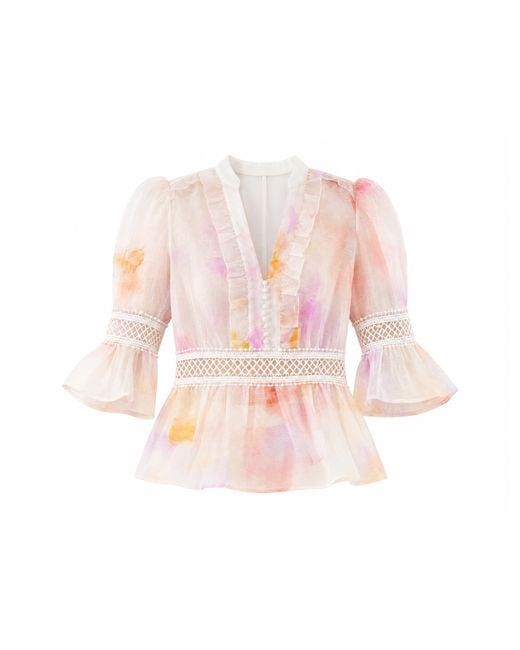We Are Kindred Pink Josephine Silk Peplum Blouse