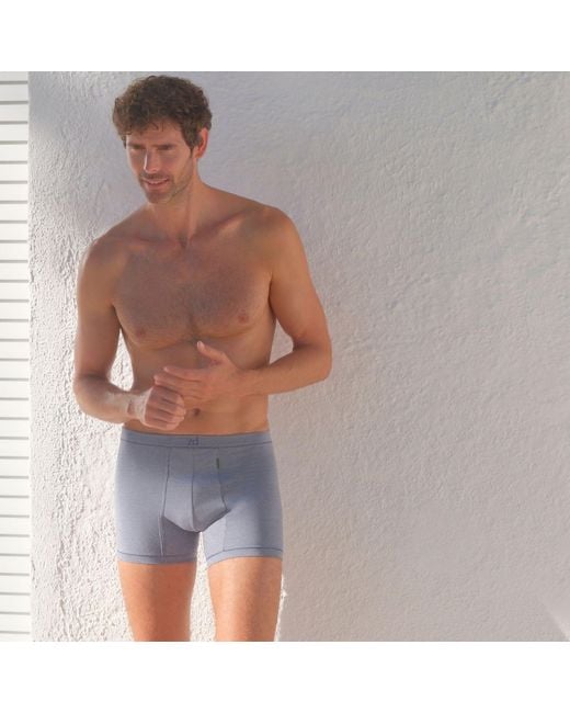 Zd - Zero Defects Blue Helios Fly Front Boxer Egyptian Cotton for men