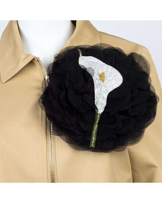 House of Laines London Natural Neutrals Laines Couture Hand Embellished Lilly Flower Cropped Trench