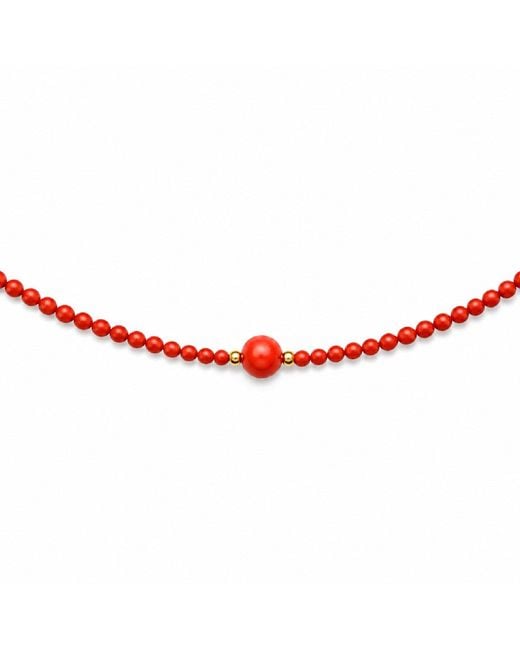 Unaloe Red Sterling And Coral Beaded Necklace