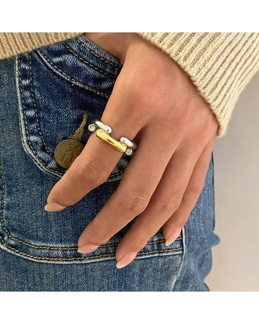 Olivia Le Metallic Art Deco Dimensional Ring