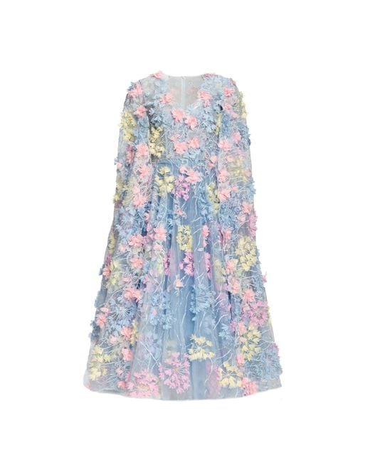 MATSOUR'I Blue Dress Hortensia With Detachable Sleeves Midi