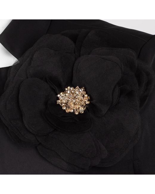 House of Laines London Black Laines Couture Tailored Cape With Embellished Corsage