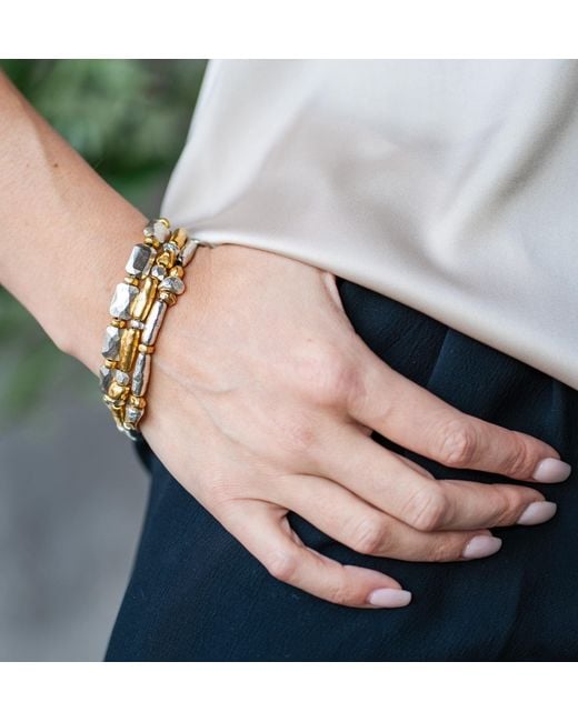 Loni Paul Jewelry Metallic Mixed Metal Organic Bead Bracelet