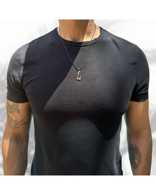 Ebru Jewelry Metallic Viking Warrior Axe Sterling & Pendant Chain Necklace for men