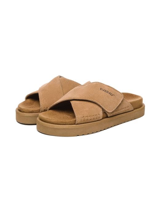 EverAu Australia Brown Rose Leather Sandals