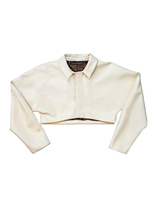 Circular Path White Neutrals Crop Vegan Leather Jacket