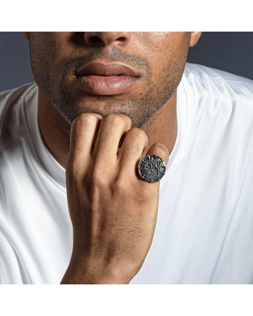 German Kabirski Metallic Noctis Handcrafted Ring With Stamped Skull Design for men