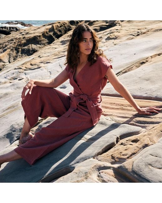 Italia A Collection Pink Sienna Linen Zero Waste Jumpsuit