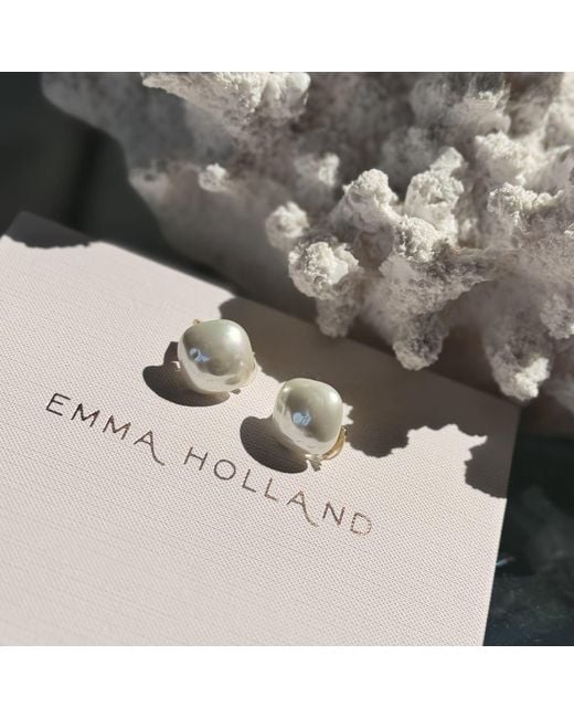 Emma Holland Jewellery Pink Baroque Pearl Clip Earrings