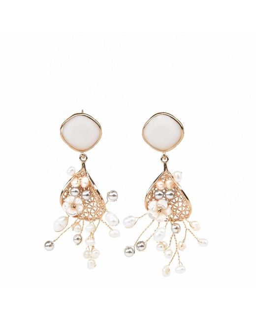 Addicted Metallic Cibele Chandelier Pearls Earrings