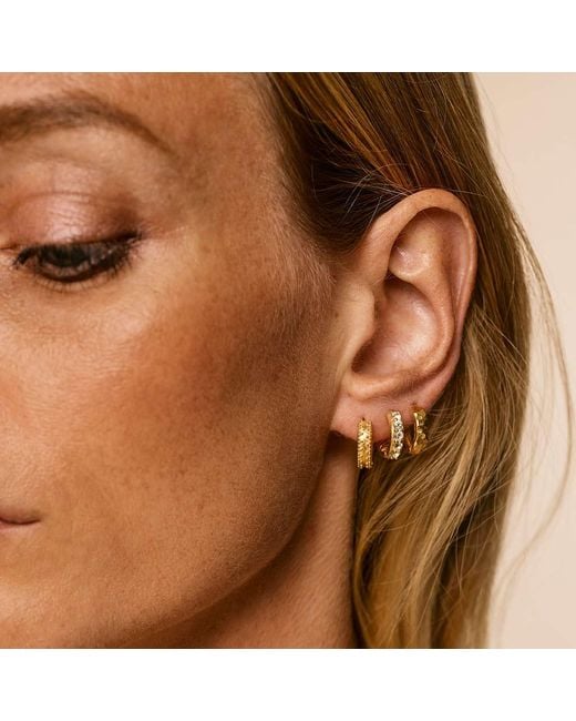 Charlotte's Web Jewellery Metallic Lakshmi Hammered Huggie Hoop Earrings