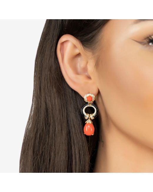 Latelita London Red Clara Bow Coral & Enamel Drop Earrings