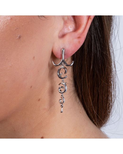 Lucy Quartermaine Metallic Solid Sterling Element Chandelier Earrings
