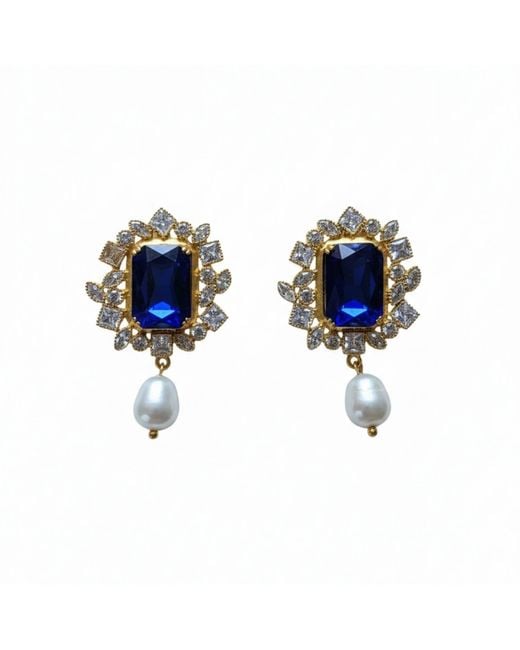 Silver & Elegant Co. Blue The Swarovski Zirconia Regal Earrings
