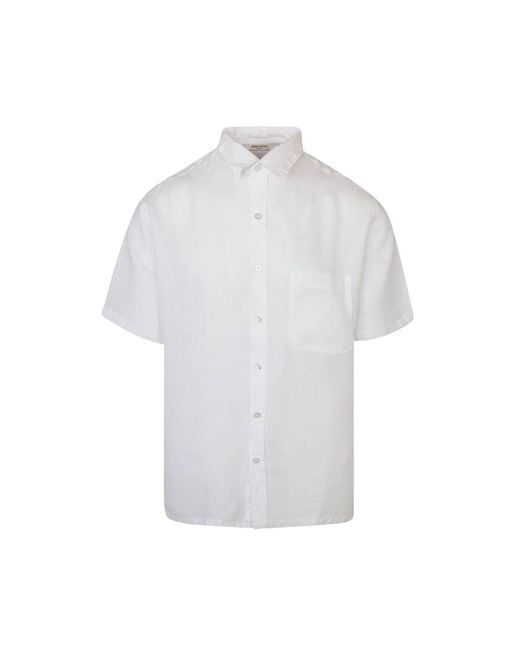 Haris Cotton White Short Sleeved Front Pocket Linen Shirt for men