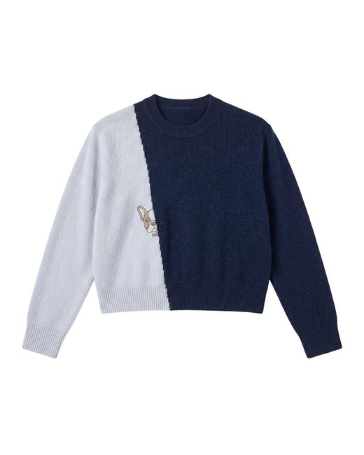Brodie Cashmere Blue Hot Fix Colourblock Cashmere Crew Neck Jumper