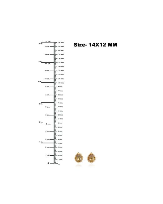 Artisan Metallic 18k Solid In Natural Pear Cut Ice Diamond Stud Earrings Handmade Jewelry