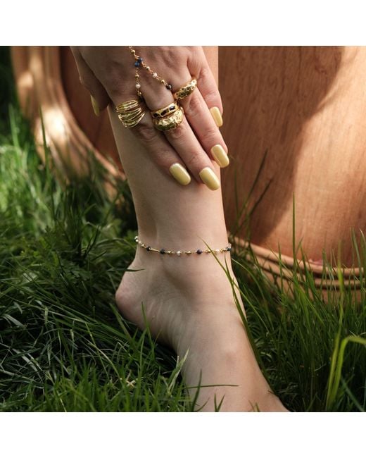 LINYA JEWELLERY Metallic Lapis Natural Stone Anklet