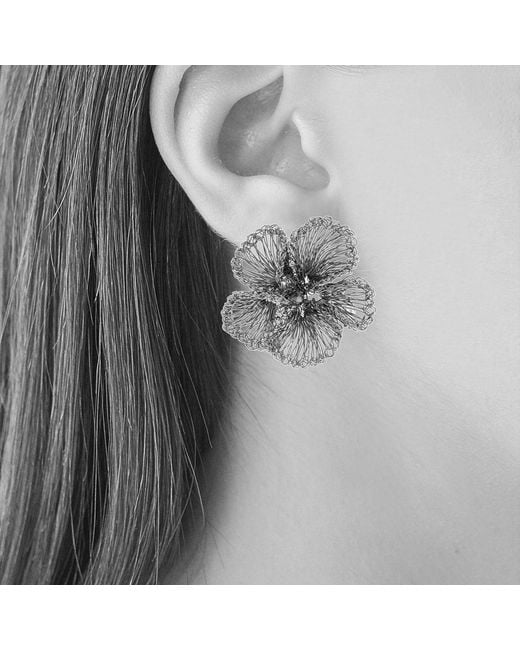 Lavish by Tricia Milaneze Metallic All Plumeria Handmade Post Earrings