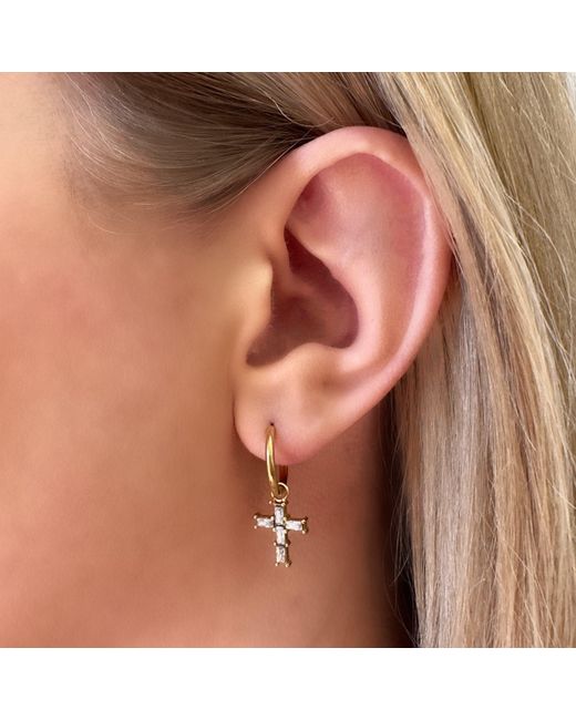 Evie Jewelry Metallic Cross Over Huggie Hoop Waterproof Earrings