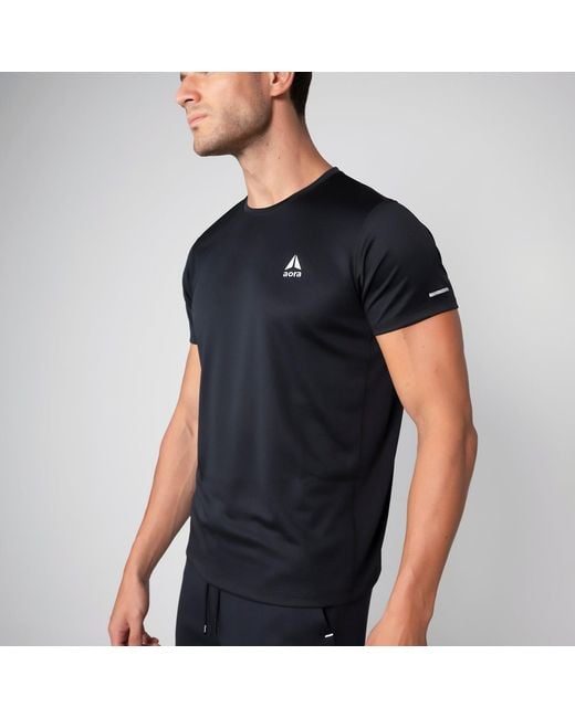 Aora Athletics Black Ultra-Light Eco-Friendly Mesh Tee With Breathable Quick-Dry Fabric For Gym, Running, Yoga, And Everyday Wear for men