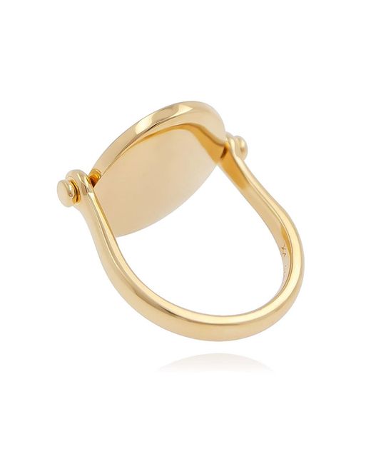 Cote Cache Metallic Mother Of Pearl Flip Mirror Ring