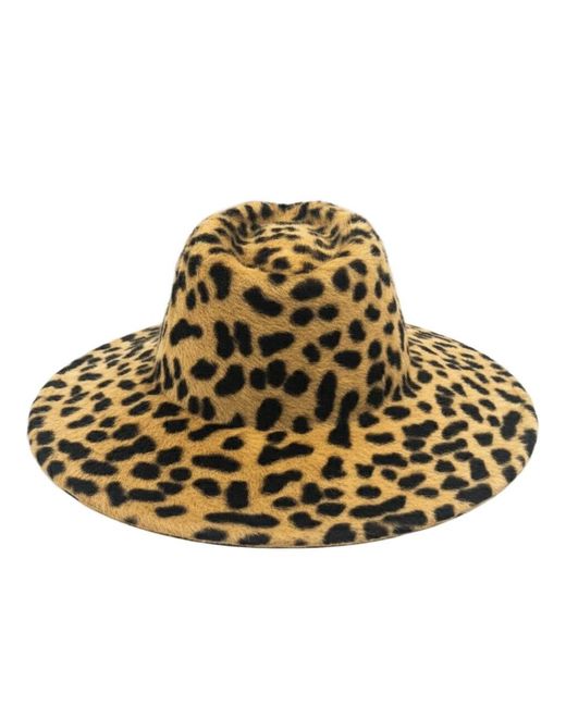 DORIA 1905 Metallic Animalier Melousine Felt Animal Pattern Wide Brim Hat