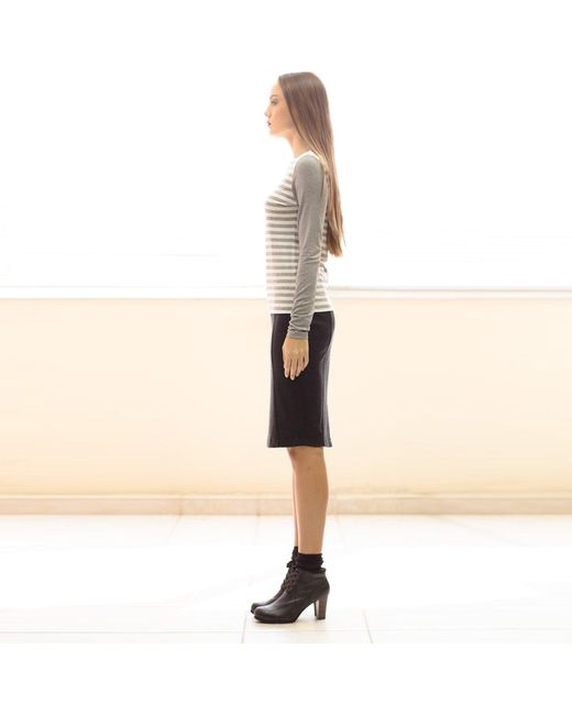 Conquista Gray Long Sleeve Stripe Top