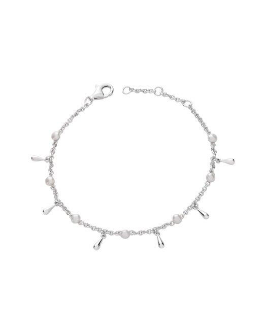 Lucy Quartermaine Metallic Solid Sterling Royal Pearl Drop Anklet