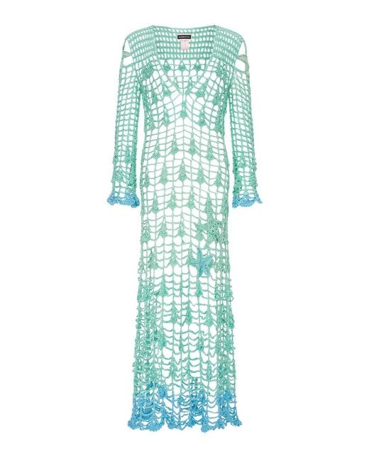 Andreeva Green Aqua Marine Handmade Maxi Cover-Up & Dress