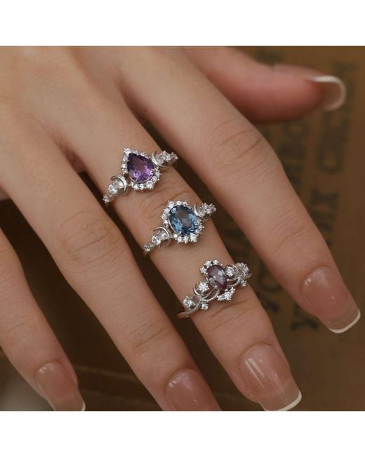 Azura Jewelry New York Blue Galactic Oval Cut London Topaz Ring Vermeil