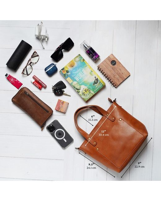 Hides Leather Co. Brown Handmade Mini Tote Hazelnut Crossbody Bag