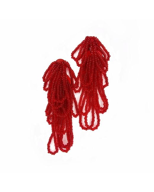 WAIWAI Red Pulse Dangle Bead Earrings