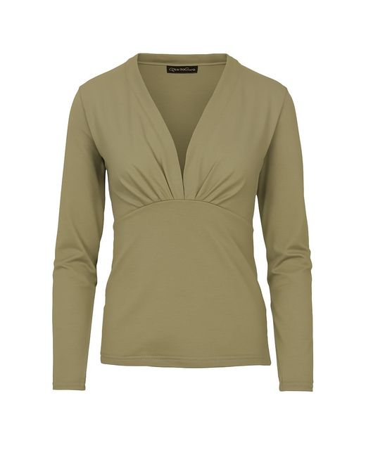 Conquista Green Long Sleeve Faux Wrap Top