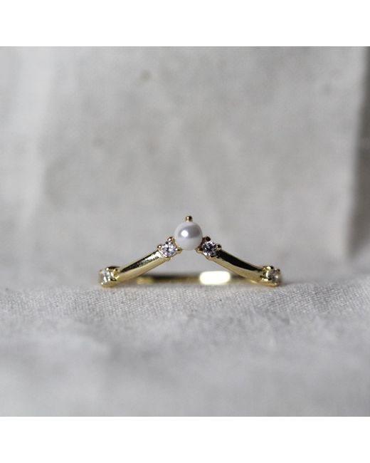 VicStoneNYC Fine Jewelry Metallic Pearl Diamond Curve Ring