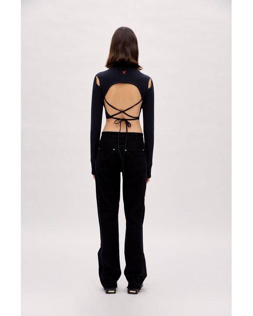 Pcfg Black Long Sleeve Crop Top