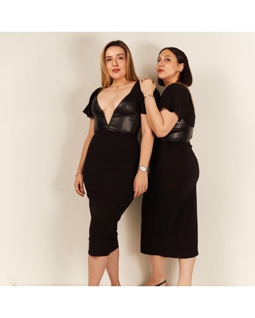 The Gt Atelier Black Leather Corset Dress