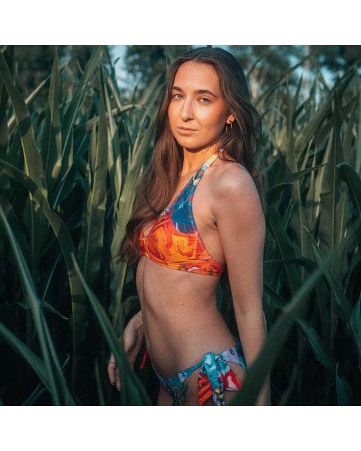 Aloha From Deer Blue Paintjob Halter Neck Bikini Top