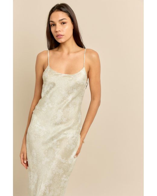 Lily Rou White Neutrals Coral Silk Midi Slip Dress