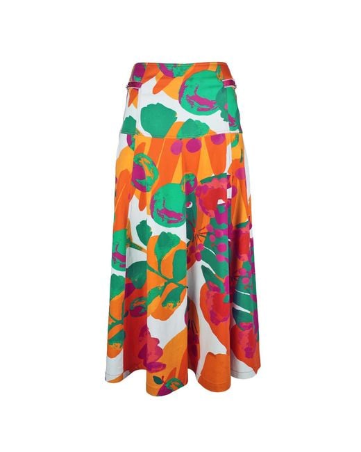 Lalipop Design Red A-Line Cotton Midi Skirt