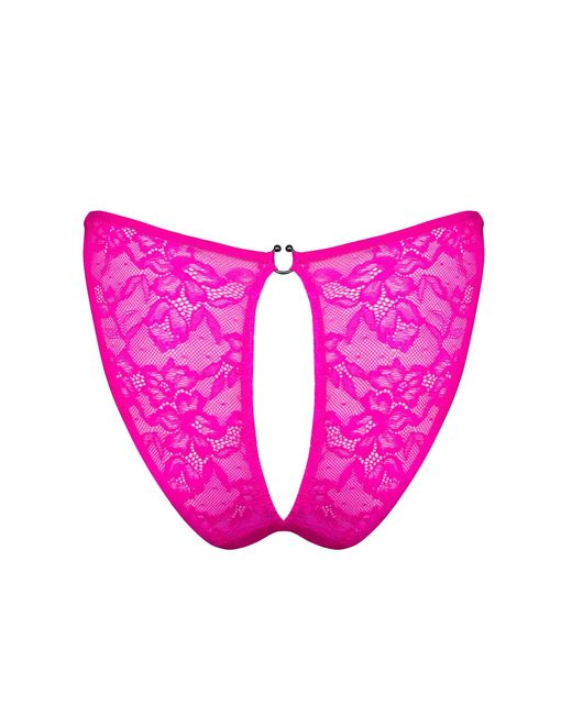 MONIQUE MORIN LINGERIE Pink Hologram Ouvert Bikini Electric