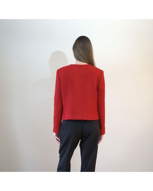 Nuvv Collection Red Casual Tweed Buttoned Jacket