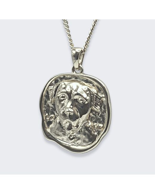 Frenvyrn Metallic Lars Dog Coin Necklace, Sterling for men