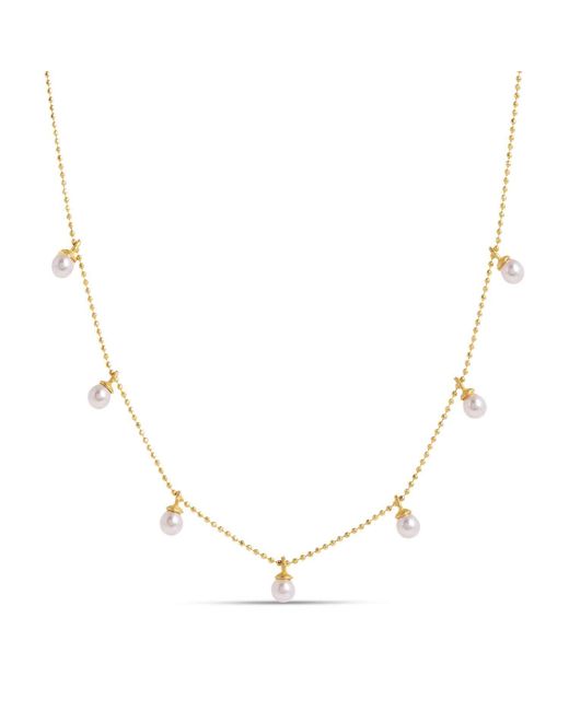 Amadeus Metallic Laura Chain Necklace & Tiny Pearls