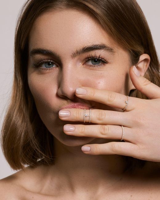 Dyamka Metallic Paved Two Rows Ring