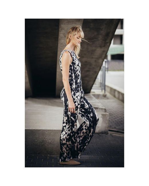 Oh!Zuza Black Neutrals Echo Satin Viscose Set Top & Wide Leg Trousers